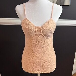 ⭐y2k coral floral embroidered tank top xs